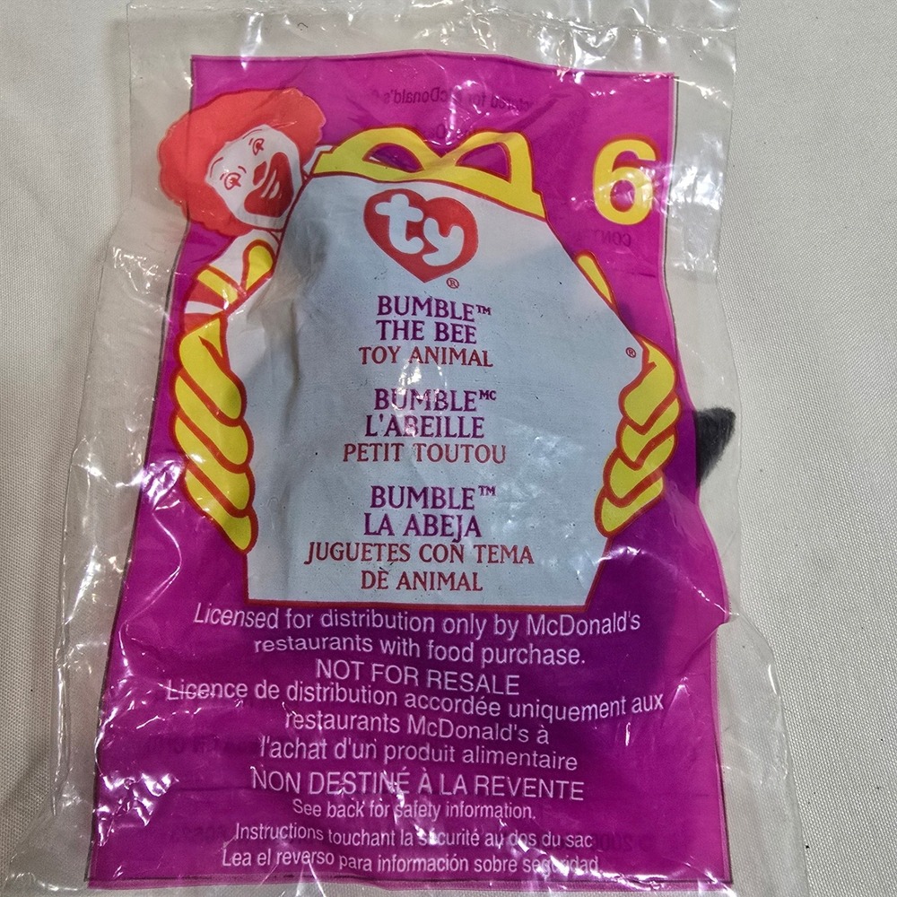 Ty Beanie Baby Bumble the Bee McDonald's Happy Meal Toy Animal 2000